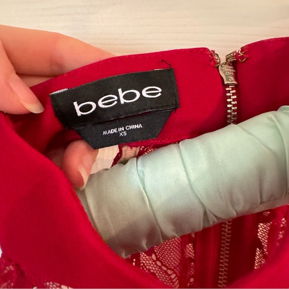 Bebe Red Lace Peplum Tank with Zipper - Picture 4 of 5